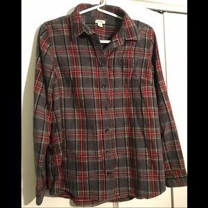 Red and Grey LL Bean Scotch Plaid Flannel